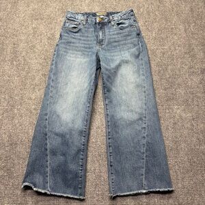 Kut From The Kloth Jeans Womens 0P (27x26) Blue Meg Fab Ab Wide Leg Raw Hem